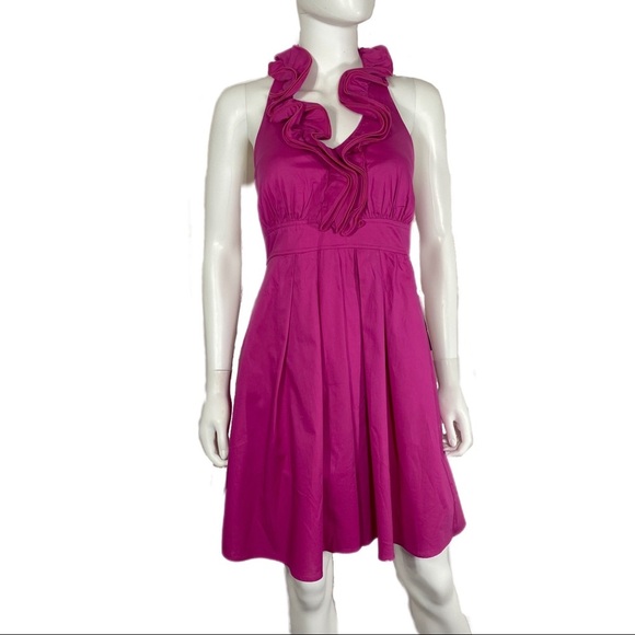 I.N. San Francisco Fuchsia Frilled Halter Dress - Picture 1 of 12